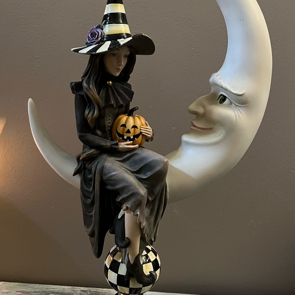 MacKenzie-Childs Spellbound Witch and Moon Figure Halloween Decor